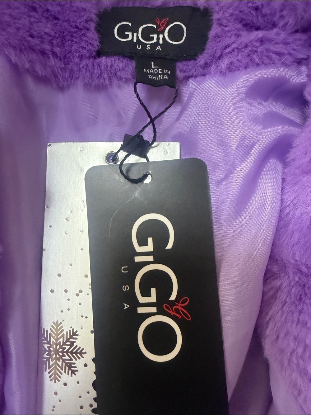 GIGIO Plush Lavender Cropped Faux Fur Jacket - Picture 3 of 3